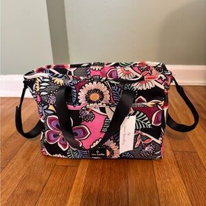 Vera Bradley Pink and Black Floral Lunch/Tea & Coffee Bag